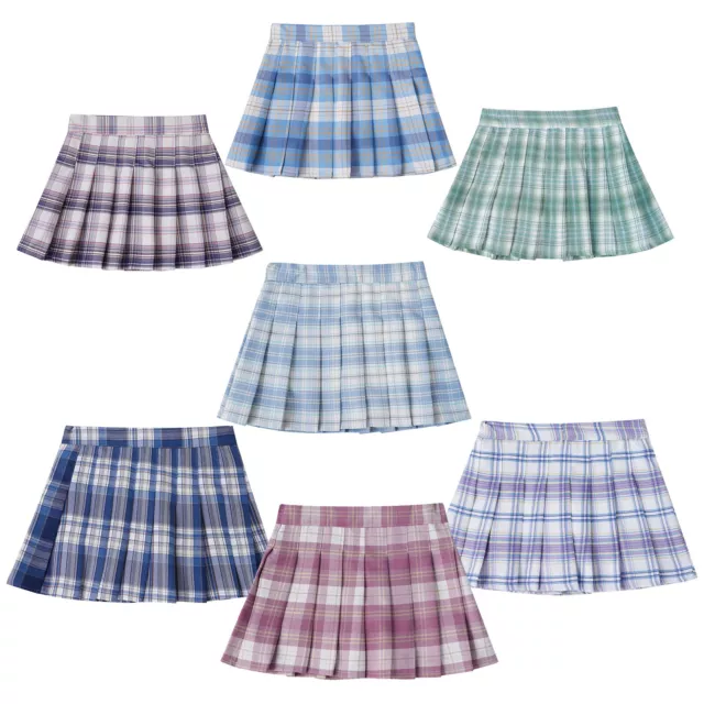 High Waisted Pleated Skirt for Girls and Women | A-Line Mini Skirt with  Plaid Patterns and Lining Shorts