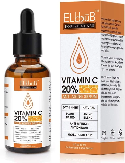 Sérum Vitamine C 20% Végétale Naturelle Bio 30ml Acide Hyaluronique Visage Cou