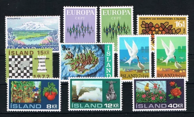 Island: Jahrgang 1972 MiNr. 460 - 470 **, postfrisch, Yearset MNH [8515]