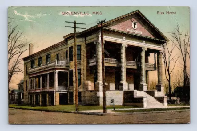 Elks Home GREENVILLE Mississippi ~ Antique PCK Postcard BPOE 1908