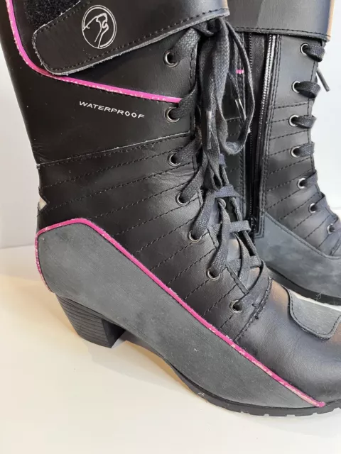 Leather Bering Tera Ladies Motorcycle Motorbike Boots Black/pink. Uk Size 4.5 3