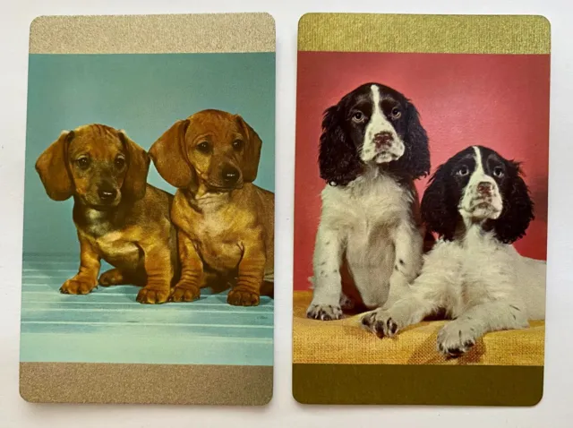 Vintage Swap Card / Playing Card Pair of two Dogs Puppies