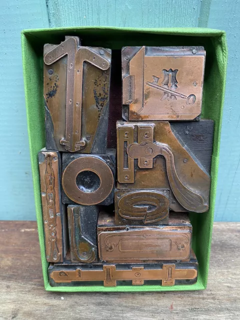 Vintage Letterpress. Box Of Old Printing Blocks. Adana Wood Type Metal Type 2