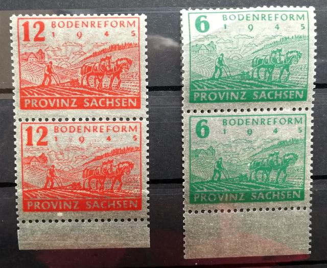 SBZ Provinz Sachsen 90-91 Bodenreform auf Zigarettenpapier postfrisch
