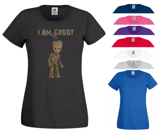 I am Baby Groot T Shirt Superhero Funny Joke Birthday Xmas Gift Women Tee Top