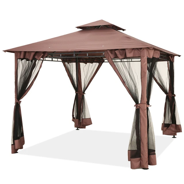3x3m Luxus Pavillon Gartenpavillon Terrasse Hinterhof mit Atmungsaktiven