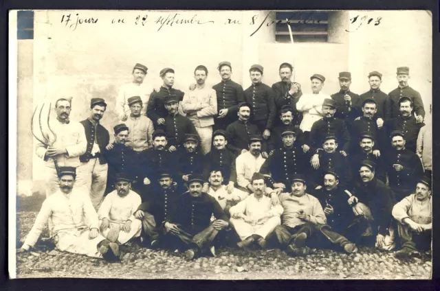 Carte Postale Photo RPPC 1913 MILITAIRES SOLDATS du 7ème Régiment Military Sabre