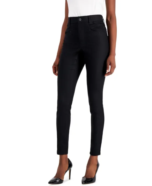 MSRP $90 Inc International Concepts Coated High Rise Skinny Jeans Black Size 8