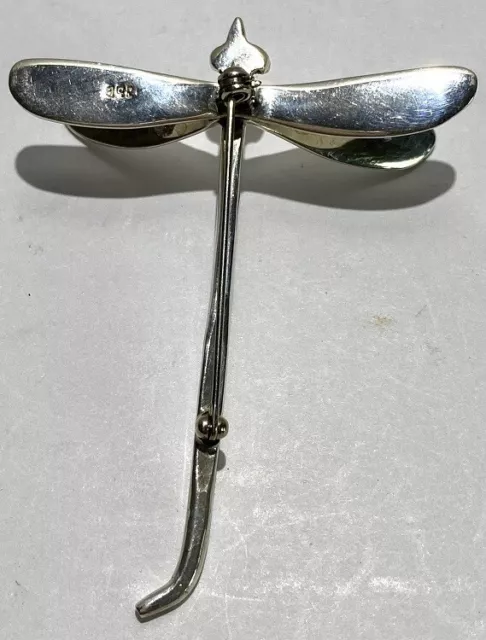Superb Large 3 inch Sterling Silver Dragonfly Brooch Pin. 3