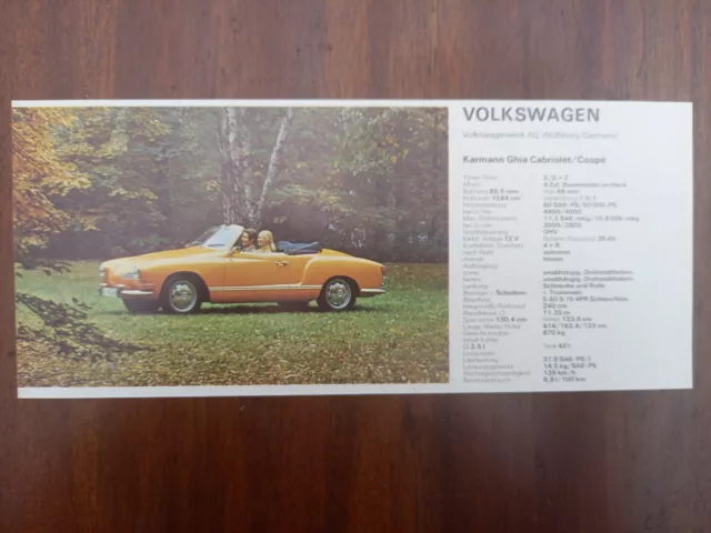 VW Volkswagen Karmann Ghia Cabriolet Typ 14, 411, Abbildung, 1971