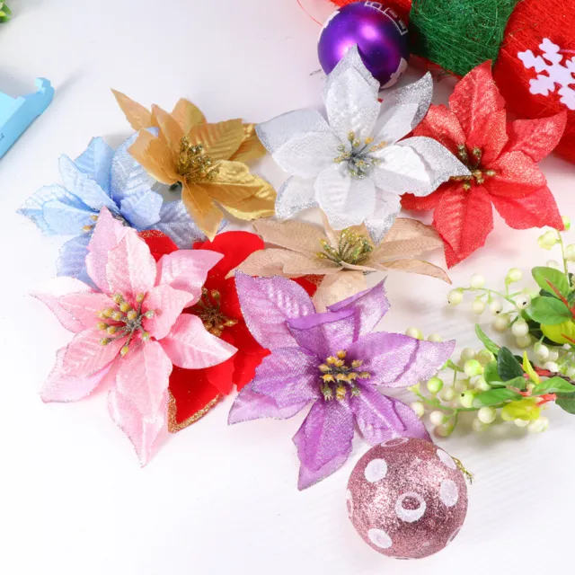 8 Pz Decorazioni Albero Vacanze Ornamenti Fiori Artificiali Natale