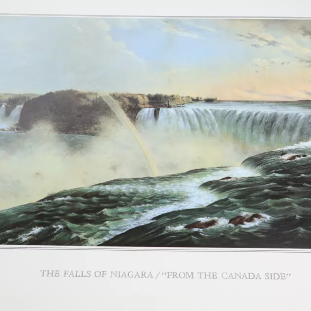 Currier & Ives Vtg Print Falls of Niagara From Canada Side Rainbow Nature Decor