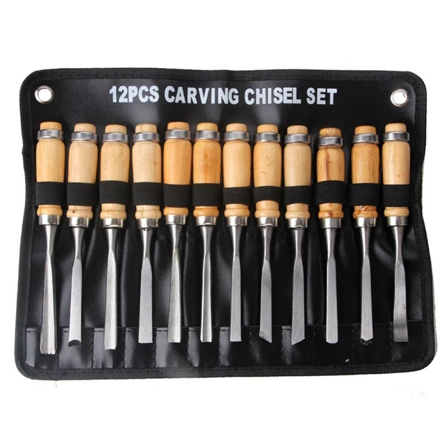 Set De 3 Gouges à Sculpter Le Bois - Acier 52100, Poignées En Frêne Avec étui En Cuir