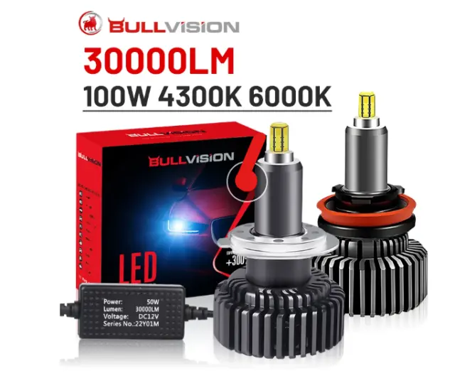 LUCI LED AUTO BULLVISION H7-H8-H1 100W 30000L a 360° Ottime Per