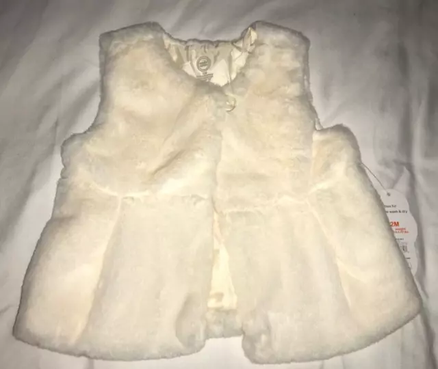 Faux Fur New Vest Ivory Sz 12M So Very Soft Like Rabbit Fur! Satin Lined Nwt