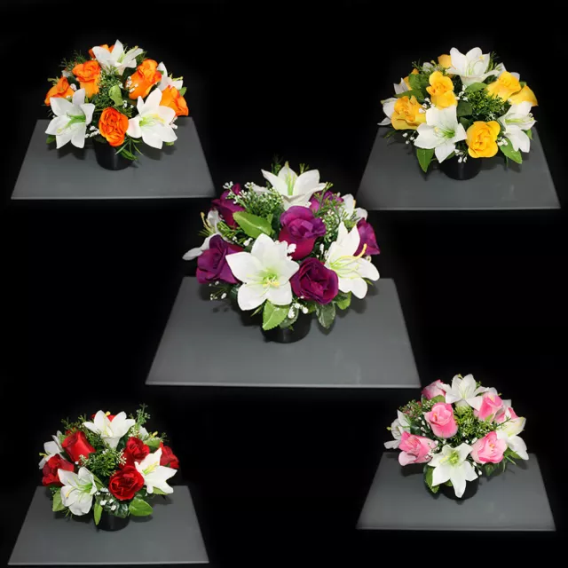 Grave Artificial/silk Flower Pot Arrangement in Memorial Pot/Grave arrangement
