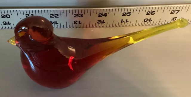 VTG Amber Art Glass Bird Figurine/Paperweight