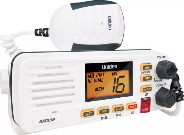 Uniden Um355Vhf Marine Radio Splashproof In-Boat Rugged White Suit Boats