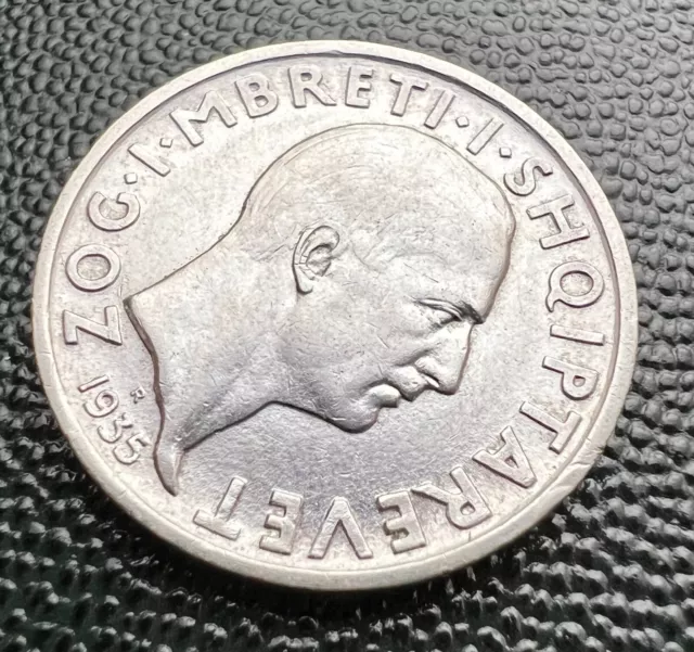 1 Frang Ari Silver Coin Albania 1935 Vf