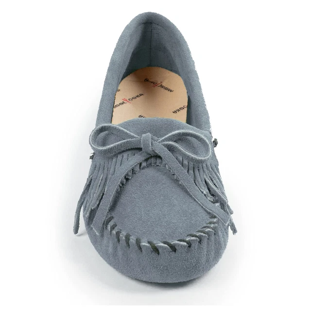 Minnetonka Women's 9M Storm Blue Kilty Suede Softsole Moccasin - Free...
