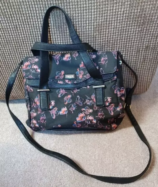 NEW Kensie Black Floral Shoulder Bag Side Zippers Shoulder Strap & Hand Strap