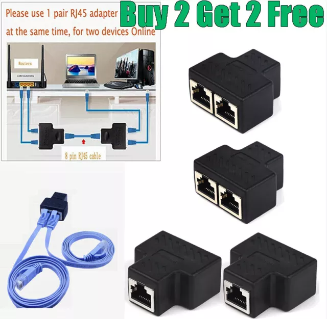 RJ45 Splitter Adapter 1 To 2 Dual LAN Ethernet Network Extension Cable Connector