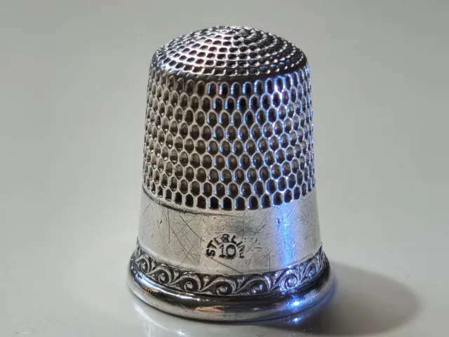 Antique Simons Bros Sterling Silver Thimble size 10 Wonderful Condition c1890's