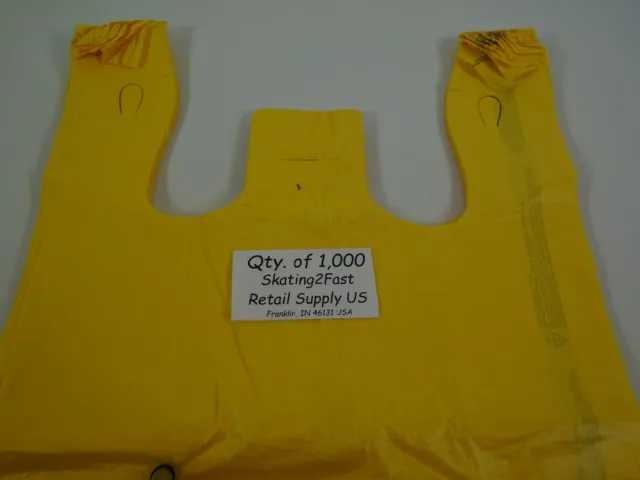 1000 Qty. Yellow Grocery Plastic T-Shirt Bags w/ Handles Supermarket Retail 2