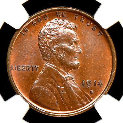 1914-D Lincoln Wheat Cent ✪ Ngc Ms-63-Rb ✪ 1C Red-Brown Uncirculated ◢Trusted◣