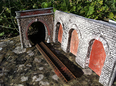 Portale Tunnel Ferroviario Doppio In Mattoni Scala N, Paesaggio Modellismo
