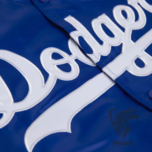 LAS ANGELES DODGERS Blue Satin Baseball Bomber Jacket Athletic Vintage ...