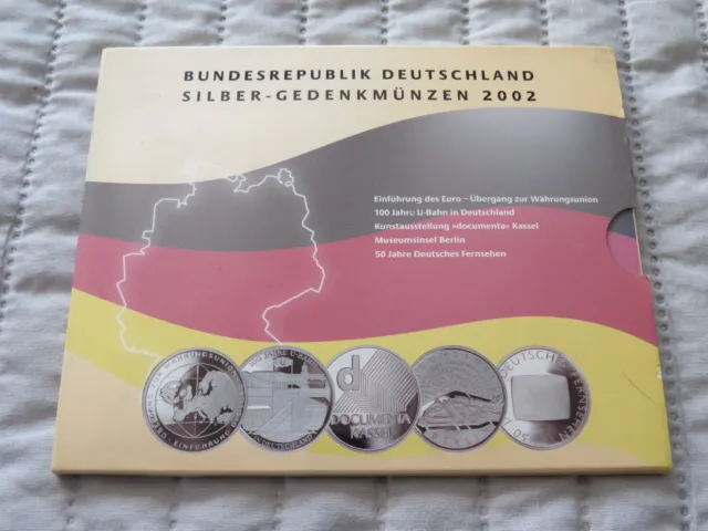 Allemagne / Rare Coffret Des 5 X 10 Euros Argent 2002