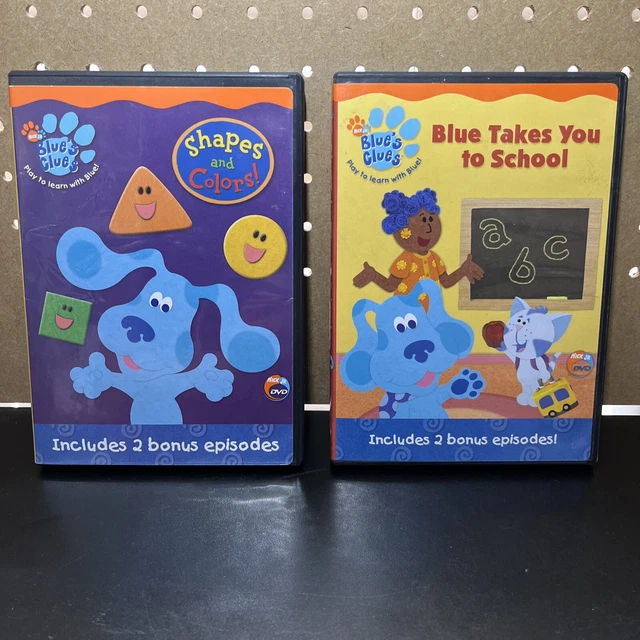 LOT OF 2 Blue's Clues Dvds Blue Takes You to School & Shapes & Colors