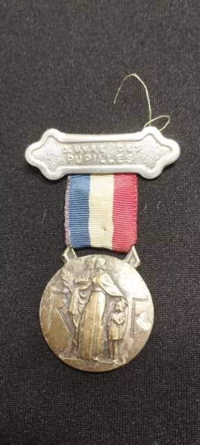 12.26) Médaille civile ancienne pupille sapeurs pompiers french medal