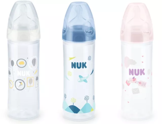 NUK New Classic Babyflasche  250 ml  Silikon 6-18 Mon Silikon Sauger M Farbwahl