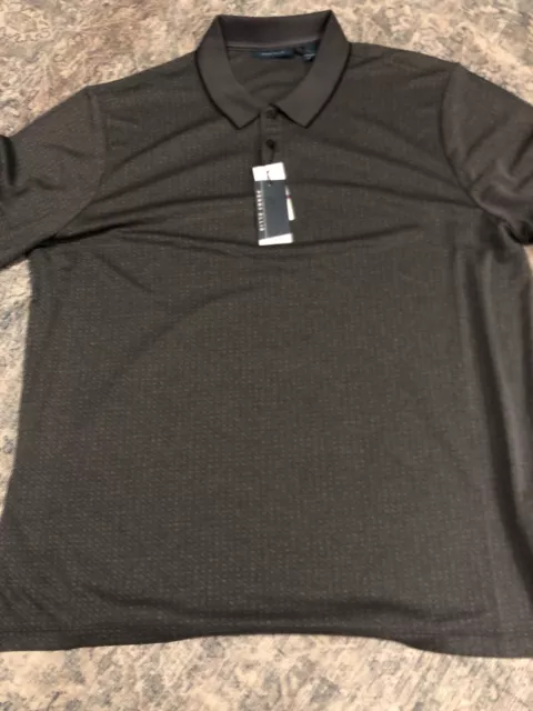 NEW Perry Ellis Men's Adult Size 2XL Polo Golf Stretch Black Short Sleeve Shirt