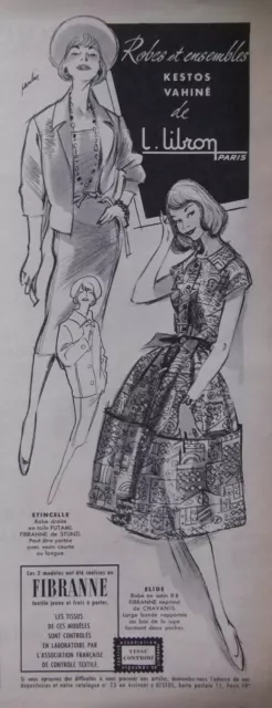 Publicité 1958 Fibranne Robes Kestos Vahiné De L.libron - Advertising