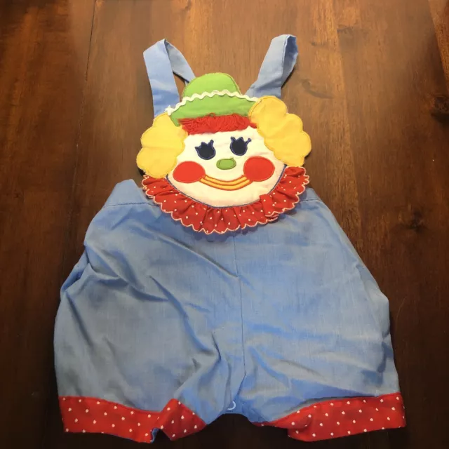 Vintage Baby Romper 70s 80s Clown Motif 3-6 Months Sasson Brothers