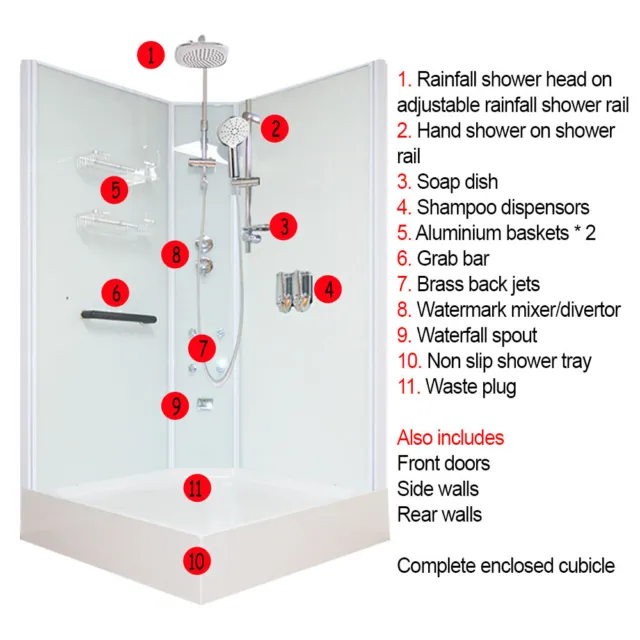 Shower Screen Cubicle Enclosure Mixer Base Easy Assembly Diy Deluxe Model 2