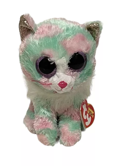 TY Beanie Boos 6" Glitter Big Eyes Opal Pastel Cat