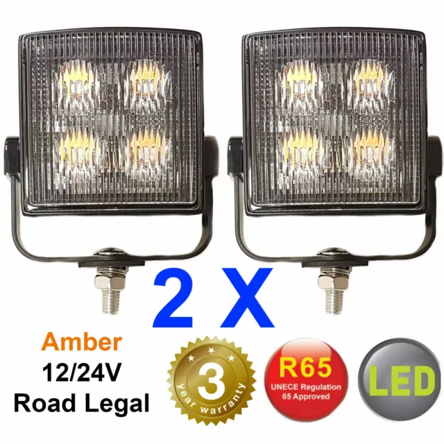 PAIR OF RVL SQ4 LED directional warning light beacon strobe recovery bar 12/24V