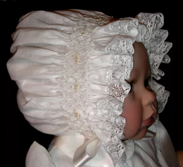 FREE SHIPPING _ NEW Smocked Baby's Bonnet - Merrill _ From Preemie to 18 M