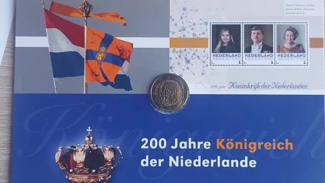 2 Euro 2013 Niederlande "200 Jahre Königreich der Niederlande",im Folder.