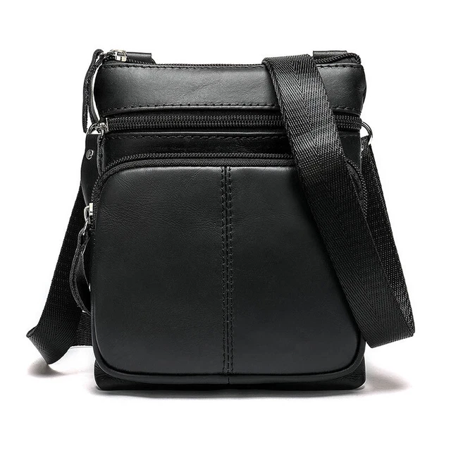 Mens Small Business Genuine Cow Leather Messenger Cross Body Shoulder Sling Bag