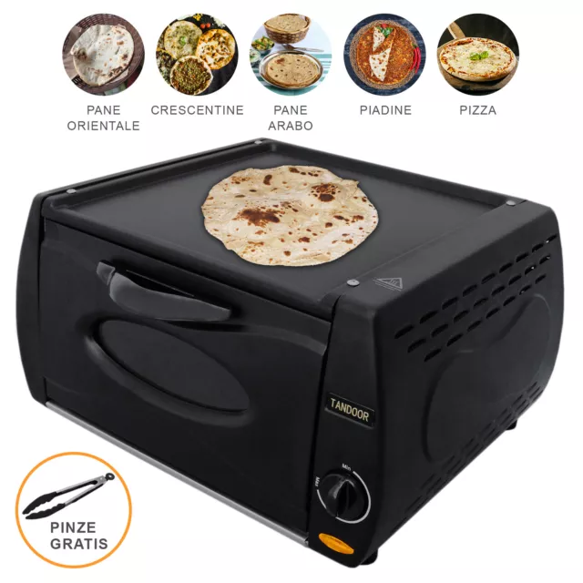 Forno Tandoor Fornetto Elettrico Cuoce Pizza Pane Piadine Cucina Bar 13L 2100W