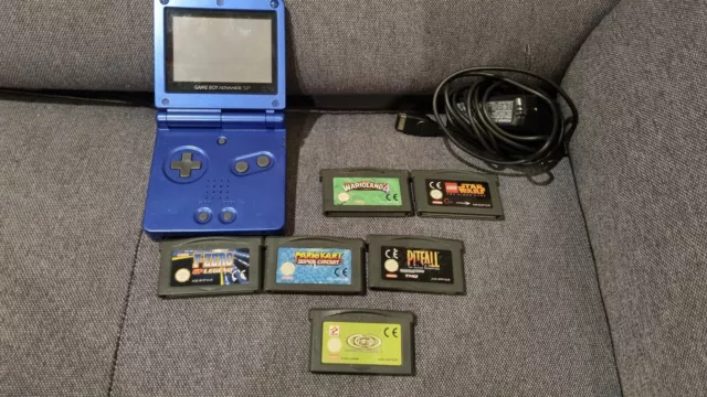 Console nintendo Gameboy Advance Sp Bleu + Chargeur + 6 Jeux
