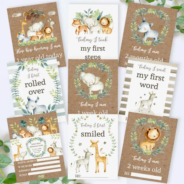 Safari Baby Milestone Cards • Baby Shower Gift • New Baby Gift • Boy Girl Jungle