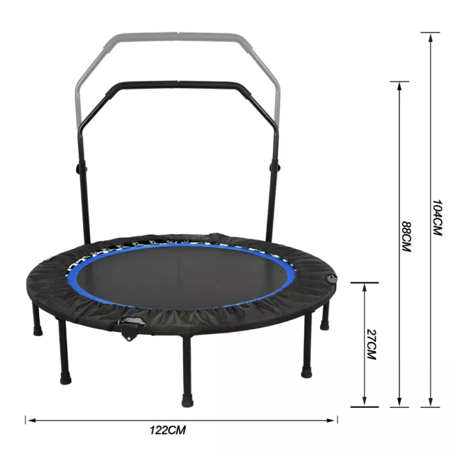 Advwin 48" Mini trampoline Foldable Fitness Handrail Rebounder 200kg Cardio 2