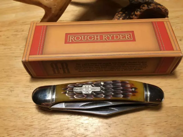 Rough Ryder Amber Jigged Bone Copperhead 3 3/4" Pocket Knife RR043