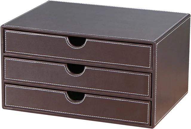 RHCSZ Stackable 3-Drawer Desk Organizer, Executive Office Supplies Desktop Filin